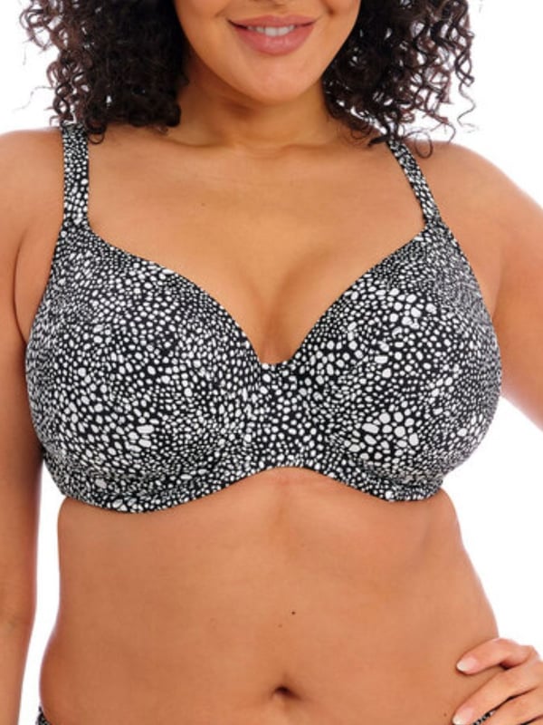 Elomi Pebble Cove Underwired Plunge Bikini Top. Powernet back lining for extra support. This product is recommended as hand wash only.