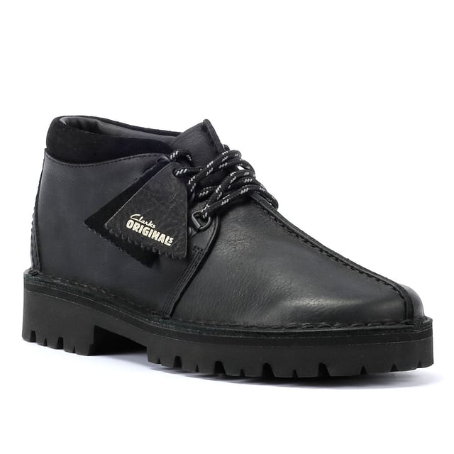 Black leather desert trek clarks top