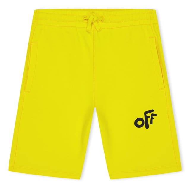Juniors Off White Rounded Sweat Shorts in yellow black.- Elasticized waistband.- Side pockets.- Printed logo.- Regular fit.- Ref: OBCI0010051810