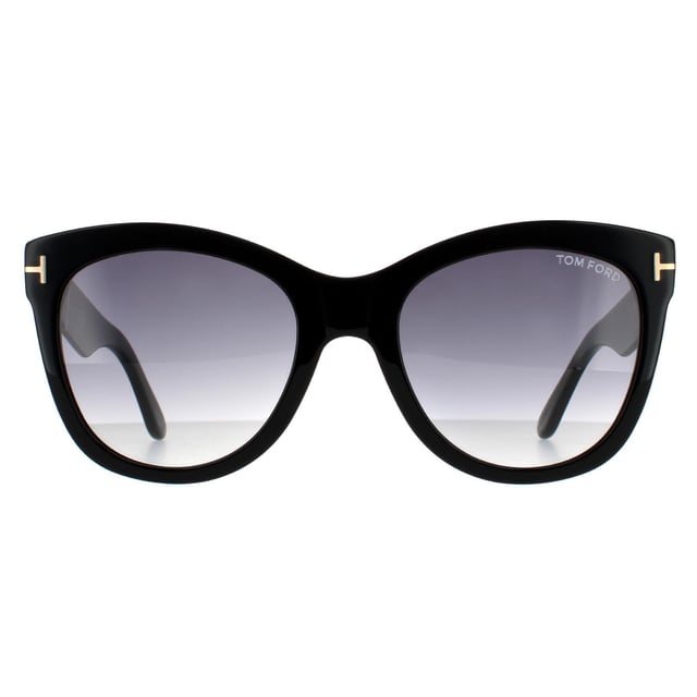 Tom Ford Cat Eye Womens Shiny Black Smoke Gradient  Wallace FT0870 are a cat eye shape crafted from lightweight acetate. Thick temples feature the iconic T bar Tom Ford signature to complete these glamorous and striking Tom Ford sunglasses..
