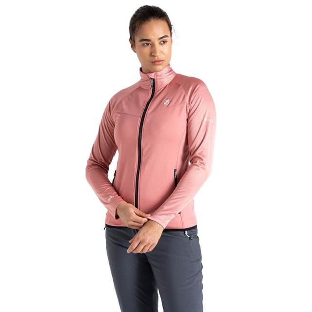 The Dare 2b Elation III Core Stretch, crafted from recycled brushed-back stretch fabric with lightweight marl panels, blends comfort with functionality. Stay fresh with the chemical-free anti-bacterial odour control treatment. Enjoy your outdoor activities with peace of mind, thanks to the UV Protection (UPF) of 50+. The two lower zip pockets offer secure storage for your essentials. Complete with stretch binding to the hem, the long-sleeved women's ski top ensures a secure and comfortable fit for your adventures.
