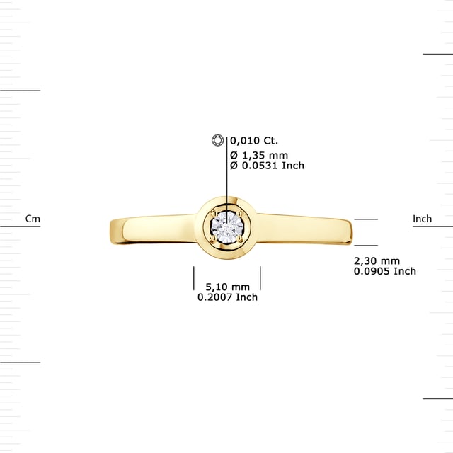 Diamant Solitär 0,010 Cts (1 x 0,010 cts) - Kvalitet HSI (färg H - Kvalitet Si1) - Infattad med Illusion 0,50 Cts - Diameter Mönster Centralt 5mm - Smycke Gul Guld 375 Tusendelar - Finns från storlek 48 till storlek 60 - 2 års garanti mot tillverkningsfel - Levereras i ett Jewel case med ett äkthetsintyg och en internationell garanti - Alla våra smycken är tillverkade i Frankrike.