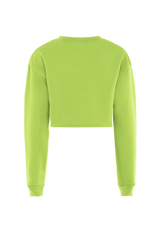 De cropped trui van myMo ATHLSR brengt je met zijn vele kleuren in een goed humeur, terwijl het zachte, ongecompliceerde materiaal en de losse pasvorm met overlappende schouders voor comfort zorgen. De maatvaste geribde manchetten aan de mouwen en halslijn complementeren het ontwerp.  Sweatshirt