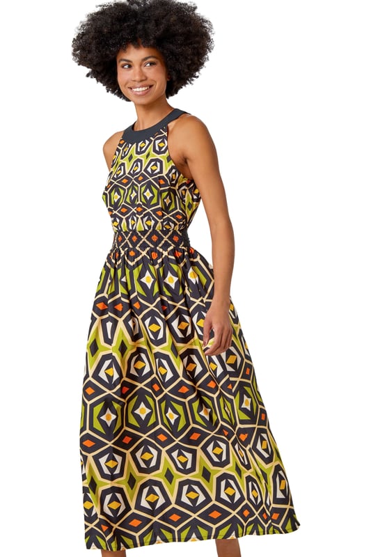 Captivating Fashion Geometric Print Maxi Dress for Women