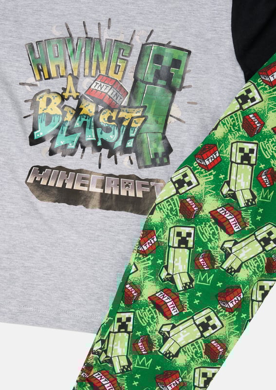 These supersoft Minecraft branded PJs with our A&R twist are a collab dream and perfect for 'having a blast' at sleepovers! About me: Top: 93% Cotton/7% Polyester. Bottoms: 100% Cotton Angel & rocket cares - made with fairtrade cotton Look after me: think planet. machine wash at 30c.