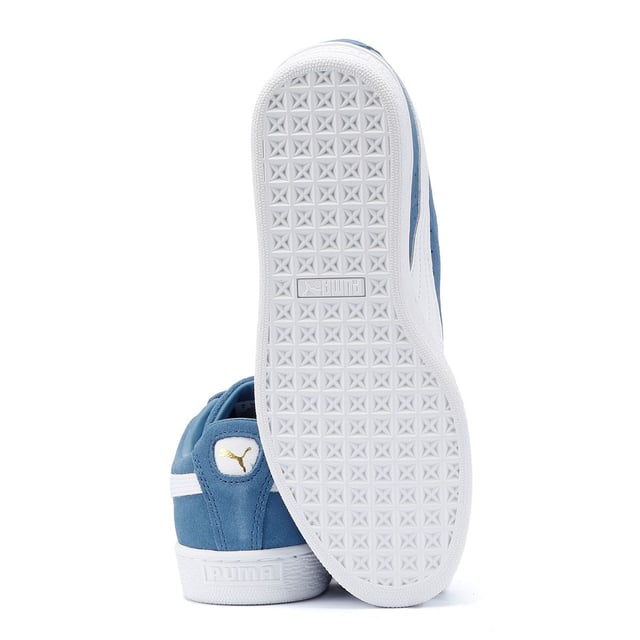Sneaker with suede upper, breathable mesh sockliner, and durable rubber sole for added traction.