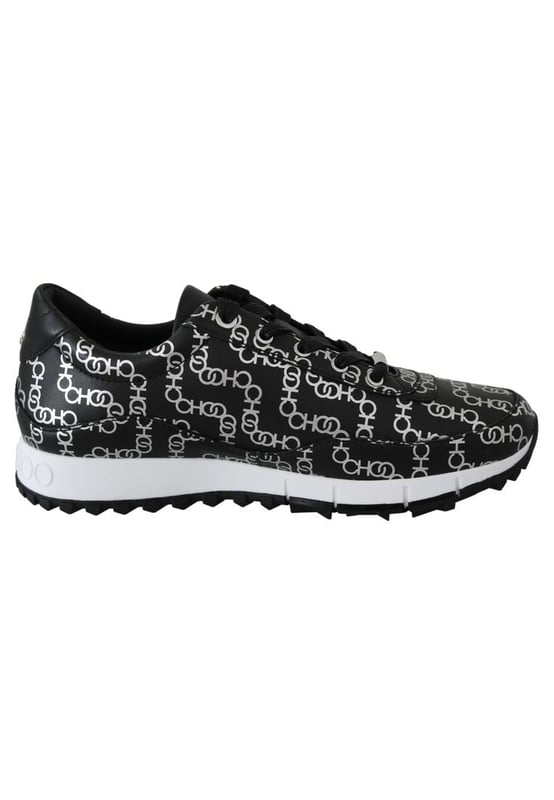 Brand new with tags dustbag and shoe box
  100% Authentic Jimmy Choo Sneakers
  Model: Black/Silver Monza olcc Leather Sneakers
  Color: Black/Silver
  Material: 100% Leather Print Choo Chain
  Designed for women