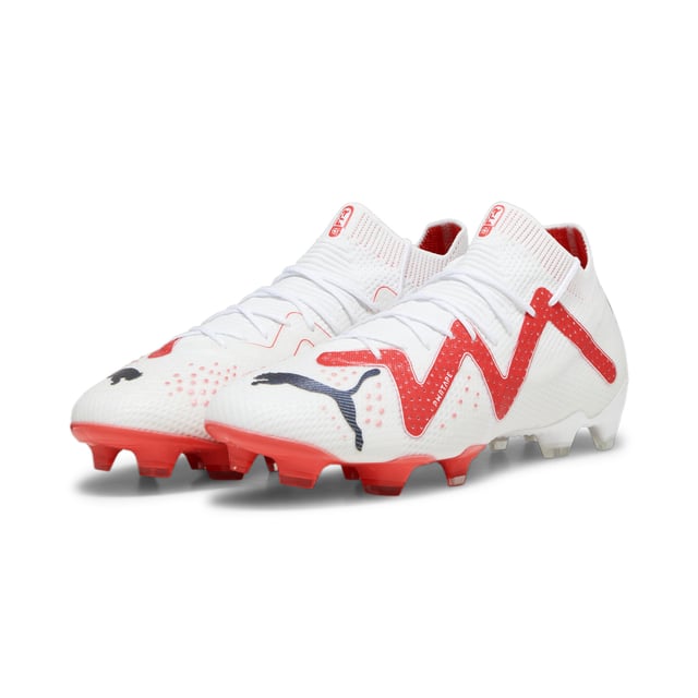 PRODUCT STORY : Calling all playmakers. Inspired by Neymar Jr’s style of play, the new FUTURE ULTIMATE is here so you can Drive Them Crazy. It has a FUZIONFIT360 upper with PWRTAPE support that locks you in for quick cuts and changes of pace. Dynamic Motion System provides more support at the heel, more flexibility at the forefoot, and more traction in every direction. The upper is textured with different levels of grip for dribbling, passing, and finishing, so you can make every play count. FEATURES & BENEFITS : The upper of this shoe is made with at least 20% recycled materials as a step toward a better future. DETAILS : FUZIONFIT360 upper combines engineered dual mesh, stretchy knit and supplemental PWRTAPE support Engineered 3D textures at key contact zones are optimized to enhance ball grip and control for dribbling, passing and finishing Super-lightweight Peba base material guarantees excellent wearing comfort Micro-perforated heel padding keeps the heel locked in and comfortable Lightweight removable sockliner with NanoGrip technology keeps the foot from slipping inside the boot Lightweight Dynamic Motion System outsole enhances traction and agility for unpredictable changes of pace and direction. Suitable for use on both firm natural surfaces and artificial grass (4G) FG/AG: Firm Ground/Artificial Ground Fits regular to wide feet Mid-cut boot.