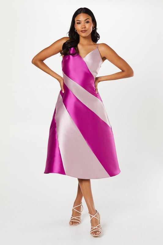 knee length dresses for ladies Megann Diagonal Lines Print Pleated Cuff Mini Dress