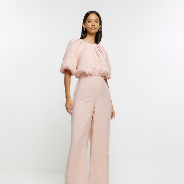 Pink jumpsuit river island shop