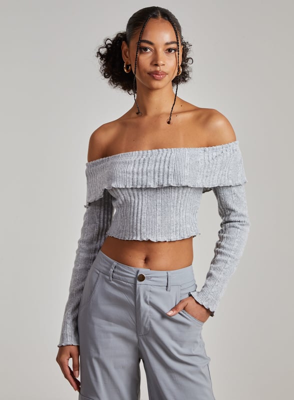 Grey hotsell bardot top