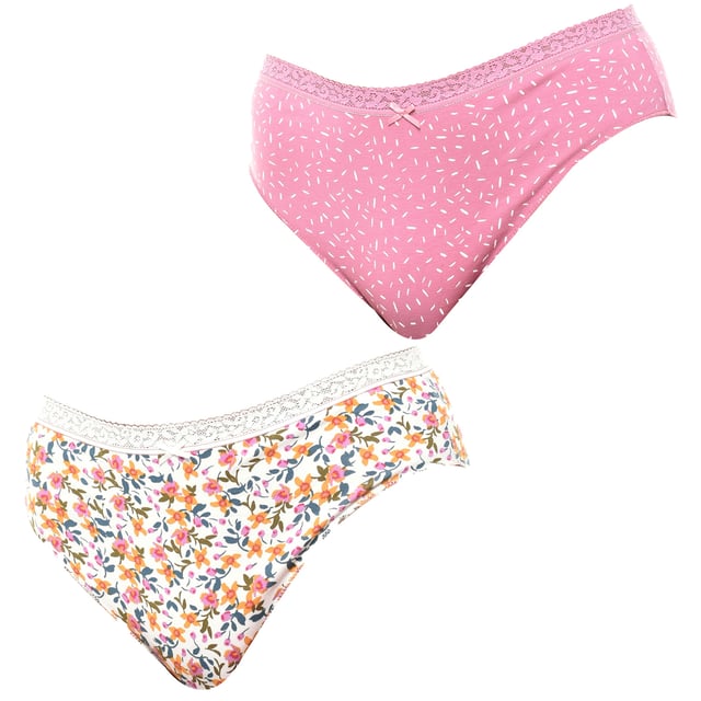 Pack x 2 Brislip Coquette Daisypois Panties - Janira.

 The Pack of 2 Brislip Coquette Panties by Janira is perfect for those who seek style and comfort in their everyday life.

 This pack includes two brislip-cut panties, presented in different colors and prints to vary your look depending on the moment.

 The briefs feature a delicate elastic lace waistband which not only adds a feminine touch but also ensures a comfortable and flexible fit. The bow detail in the centre gives it a flirty and elegant finish.

 Made from high-quality cotton, these panties adapt perfectly to your body, providing softness and breathability. The natural fabric allows for a feeling of freshness and comfort throughout the day, making them ideal for everyday use.

 This pack of Janira brislip panties is ideal for women looking for comfort, softness and a flirtatious touch, with the guarantee of the freshness of cotton.
 Composition: 95% Cotton, 5% Elastane
 Care:
- Hand wash or delicate cycle.
 - Use mild detergent.
 - Do not use bleach.
 - Air dry.
 - Do not iron.
