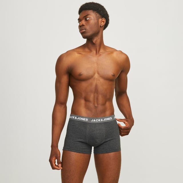 Herren-Boxershorts 12er-Pack Jacsolid der Marke Jack & Jones.  Marke: Jack & JonesModellname: 12er-Pack JacsolidKategorie: Herren-BoxershortsMaterialien: Baumwolle, ElasthanFarben: schwarz, blau, grau, weiß