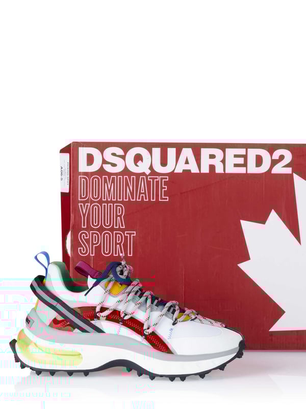 60% Poliamida, 35% Poliéster; Zapatilla Bubble de Dsquared2; Modelo: SNM0152-16801659-M2059; Fabricación de alta calidad; Dos lazadas clásicas; Tiras reflectantes en el costado; Suela de goma antideslizante; Detalles del logo de Dsquared2.