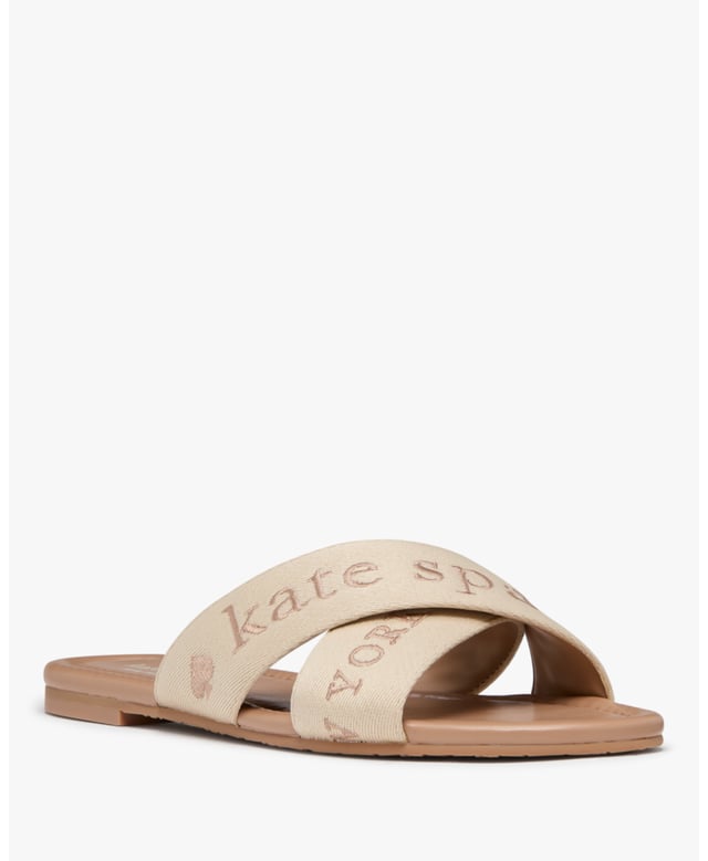 We Love A Good Sandal That's Both Cute And Versatile. It's Also A Fantastic Way To Show Off Your Fresh Pedi., Piper Webbing Slide Sandal, Round Toe, 0.6Cm Heel