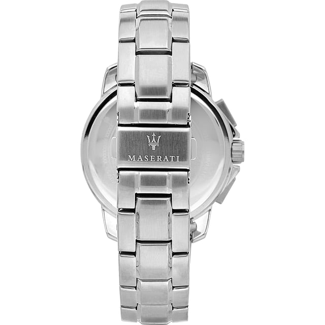 Stijlvol heren horloge van het merk Maserati. Het horloge heeft een polsbandje dat ook kleiner gemaakt kan worden, de kast heeft een diameter van 45 mm en het uurwerk is van Quartz.  Merk: MaseratiModelnaam: R8873645004 (45mm)Categorie: heren horlogeMaterialen: edelstaalKleur: zilver, blauw