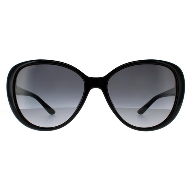 Jimmy Choo Sunglasses AMIRA/G/S 807 9O Black Dark Grey Gradient are a butterfly shape made from lightweight acetate. The slim branded temples provide brand authenticity.