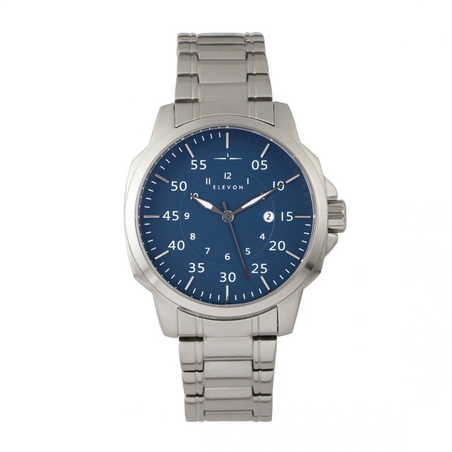 Stainless Steel Band and CaseJapanese Quartz MovementNon-Glare Scratch-Resistant Mineral CrystalLogo-Engraved Stainless Steel CasebackCrown Protector Case DesignTapered Stainless Steel BraceletLogo-Engraved Stainless Steel Butterfly ClaspLuminous HandsDate Display45mm Case Diameter5ATM Water Resistance