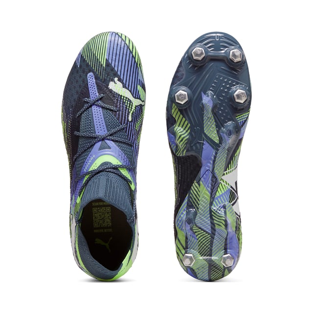 PRODUCTVERHAAL: Spelmakers, sluit je aan bij de FUTURE. Deze schoenen hebben een opnieuw ontworpen bovenwerk dat PWRPRINT en PWRTAPE combineert met extra rekbare brei en zachte dubbele mesh voor een next-generation aanpassende pasvorm. Wanneer je de FUTURE draagt, ben jij de FUTURE. Ga creëren. FUNCTIES EN VOORDELEN: FUZIONFIT360: combineert geavanceerde dubbele mesh, extra rekbare brei, PWRPRINT en 2 lagen PWRTAPE voor een comfortabele, ondersteunende pasvorm en absolute bewegingsvrijheid; PWRTAPE: Gerichte bovenwerkversteviging voor ondersteuning en duurzaamheid; Dynamic Motion System: deze super lichte buitenzool is ontworpen voor bewegingsvrijheid en verbeterde multidirectionele grip dankzij de geavanceerde pinconfiguratie; Het bovenwerk van deze schoen is gemaakt met minstens 20% gerecyclede materialen. DETAILS: FUZIONFIT360 bovenwerk met PWRPRINT en PWRTAPE: voor bewegingsvrijheid en een comfortabele, ondersteunende pasvorm; 3D griptexturen op belangrijke contactzones voor ultieme controle en gevoel; Lichtgewicht uitneembare binnenzool met NanoGrip-technologie voorkomt dat de voet in de schoen glijdt; Micro-geperforeerde hakpadding houdt de hak stevig vast en comfortabel; Dynamic Motion System buitenzool met een combinatie van bladed en conische schroefstiften; Speel met of zonder veters; Regular tot brede pasvorm; MxSG: Mixed/Soft Ground buitenzool. Geschikt voor gebruik op zachte natuurlijke oppervlakken.