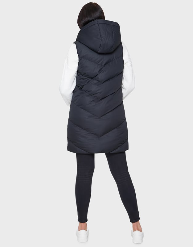 Black 'Vamp' Long Line Padded Gilet