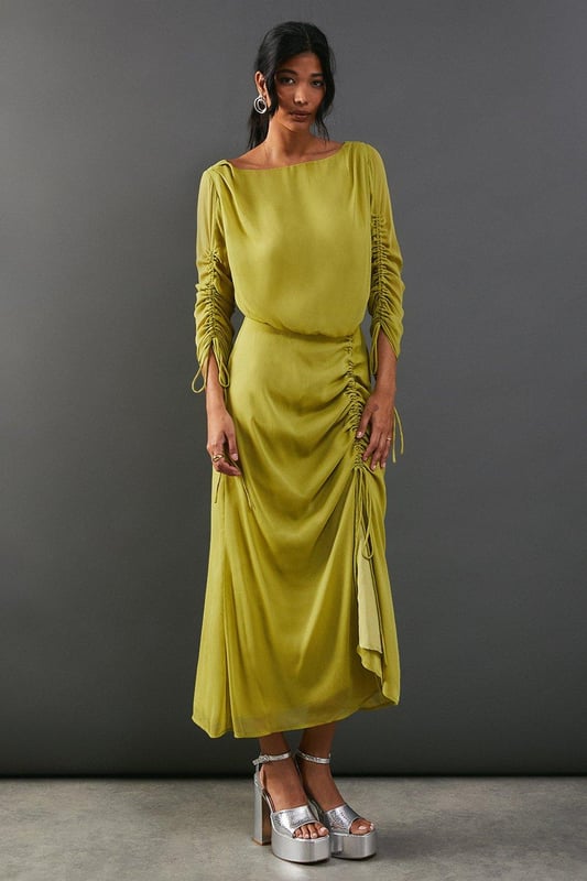 white christmas dresses CEM Black Plunge Neck Chiffon Gown main image 1