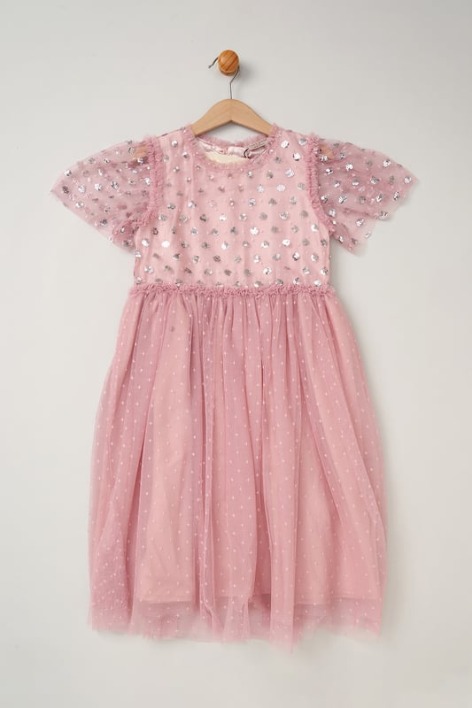 Sparkle and shine in the Luna Moon by Miss waterfall capped sleeve sequin dress! Perfect for special occasions, this enchanting dress features cascading sequins and a graceful waterfall design. Your little one will dazzle with every step.