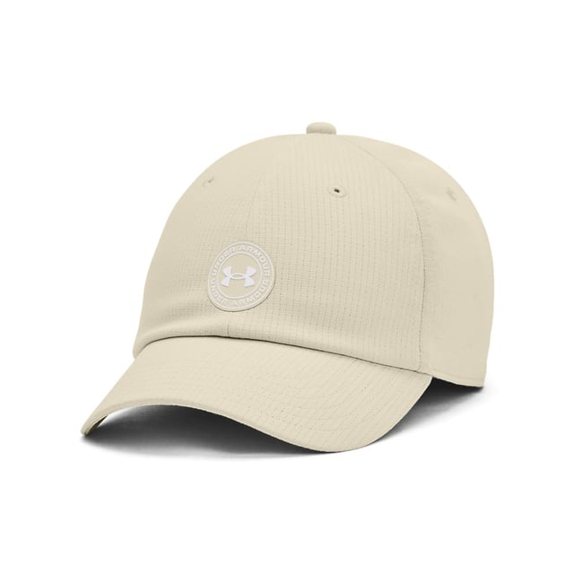 Under Armour Isochill Armourvent Cap in Cream. This hat was designed to keep your head cool by dumping excess heat through special vents that allow hot air out, but are small enough that the sun's rays aren't an issue.- ArmourVent® Technology delivers ultimate breathability in a light, stretchy, durable and fastdrying fabric.- IsoChill sweatband helps disperse body heat, making it feel cool to the touch.- Adjustable strap closure. Material: 100% Polyester. Ref: 1383445273.