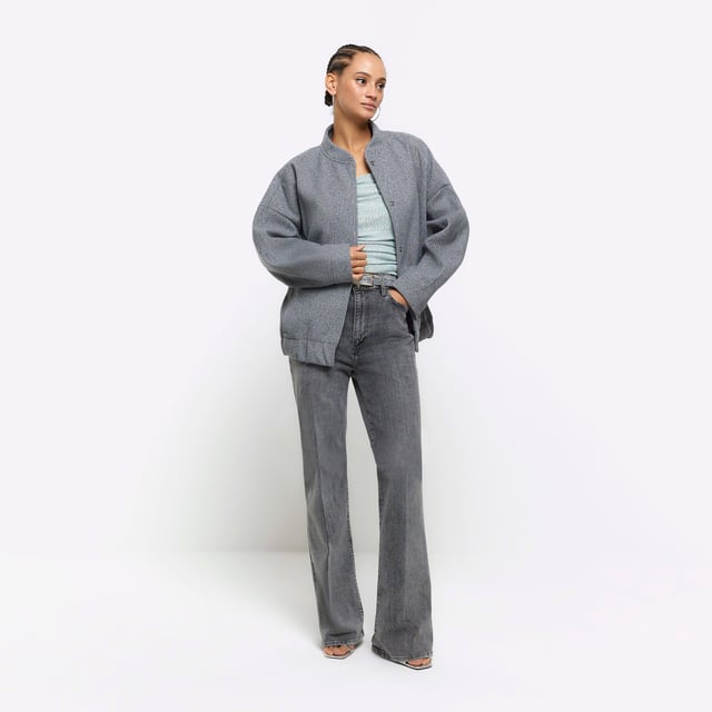 River island grey aviator jacket hotsell
