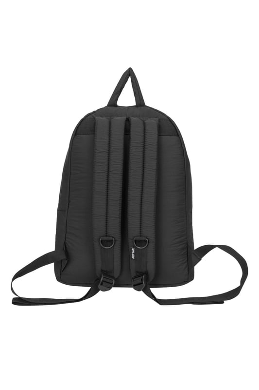 Our largest backpack made in our padded nylon fabric. This lightweight backpack has plenty of internal space as well as a unique triple-pocket design and internal laptop sleeve (fits 15 inch laptop / Apple MacBook Pro 16 inch) for you to organise all your essentials. It's stylish design is discreet and adaptable enough to style with any outfit. The perfect bag for your every day commute or casual day-trip. Features: , Padded lightweight nylon, Water resistant, 15 inch padded laptop sleeve - Fits Apple MacBook Pro 16 inch, Zip top opening to main compartment, ARTSAC screen printed logo, Triple front zip pocket with loops, Internal zip pocket for smaller valuables, 2 Internal mobile phone slip pockets - fits normal and plus size smart phones, 3 Internal pen slip pockets, Ergonomic contoured back panel, Adjustable padded backpack straps, Top grab handle, Large model Style Ref: 52011 BLACK