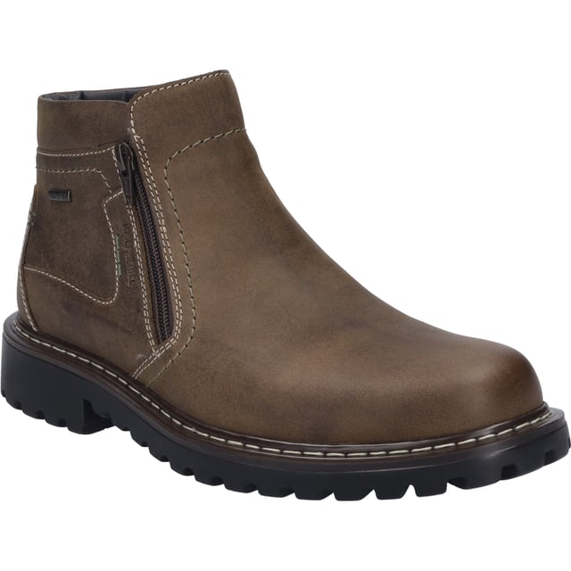 Esta bota está hecha para ti con cuero de nobuk duradero. Para los días fríos, el zapato está forrado con un suave peluche cálido. El modelo Chance 55 permite una fácil entrada gracias a la cremallera de moda. La tecnología TopDryTex proporciona zapatos repelentes al agua para pies secos. La plantilla extraíble se puede cambiar en un instante. El método de fabricación AGO ha demostrado ser efectivo en JOSEF SEIBEL para hacer zapatos no solo ligeros, sino también duraderos. Con el ancho de zapato G, la bota Chance 55 está perfectamente adaptada para el pie normal. Sigue tu camino con Chance 55.