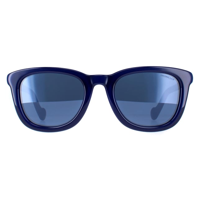 Moncler Round Mens Shiny Royal Blue Blue Mirror ML0118  Sunglasses are a fashionable round design that effortlessly blends with any outfit. The frame is made from premium acetate, ensuring durability and a lightweight feel, allowing you to wear them comfortably all day long. The iconic Moncler logo is subtly engraved on the temples for authenticity.