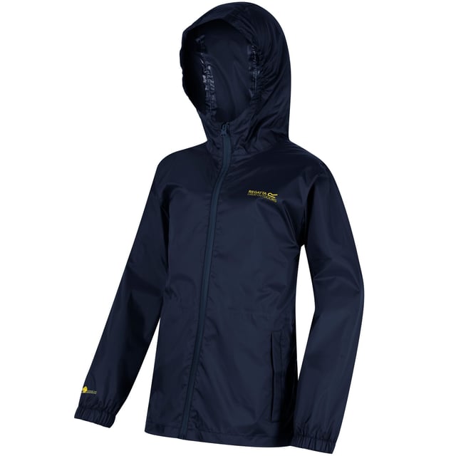 Regatta Great Outdoors Childrens/Kids Pack It Jacket III Waterproof Packaway Black (Midnight) 100% polyamide. Lightweight, waterproof jacket that packs down small, ideal for walking, hiking, camping, festivals and school trips. The seam sealed ISOLITE 5,000 polyamide fabric with a DWR (Durable Water Repellent) finish sheds moisture and breathes. With two handy pockets and a small stuff sack. Regatta Kids Sizing (chest approx): 2 Years (53-55cm), 3-4 Years (55-57cm), 5-6 Years (59-61cm), 7-8 Years (63-67cm), 9-10 Years (69-73cm), 11-12 Years (75-79cm), 32" (79-83cm), 34" (83-85cm).