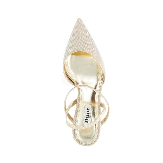 Dune Ladies Classical - Stiletto Heeled Courts Revamp your occasion edit with our Classical courts. Set on a medium stiletto heel, this design is certain to become the focal point of your ensembles. Detailed with an elasticated slingback for a comfortable fit, this point-toed silhouette will refresh your looks in an instant.