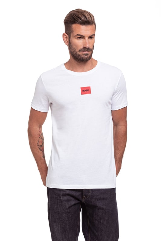 HUGO Red Logo Patch Sustainable T-Shirt White
