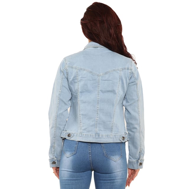 Womens Denim Jacket UK Sizes S-XL, Stylish Wardrobe Staple Button Jacket, Two Front Flap Pockets For Easy Storage, 98% Cotton material and 2% Elastane for Extra Comfort and Stretch, Classic Coat Ideal For Wearing To All Casual Occasions.