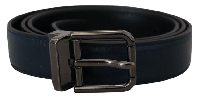 Brand new with tags
  100% Authentic Dolce & Gabbana belt
  Made from Quality leather
  Metal buckle closure
  Unique eye-catching design
  Dark blue color
  Width: 2.5cm
  Made in Italy
  Tag size: 90cm / 36in
  Perfect for men