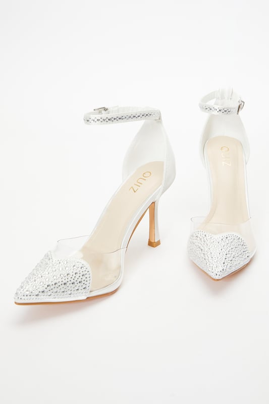 Quiz white satin bridal sandals sales