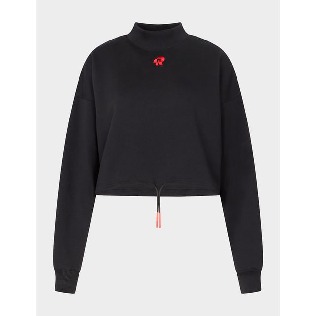 Created by women for women  Red Run are passionate about creating activewear that fits your body and lifestyle. Making sure you feel and look good whatever your day entails  Red Run use only the best in luxurious and breathable materials  ensuring you feel comfortable and confident with every step. They present to you the Inky Collection which includes the Crop Sweatshirt in a black colourway  the perfect activewear essential. Details: black colourway  cotton construction  ribbed funnel neck  ribbed cuffs  adjustable draw tie hem  relaxed fit  tonal stitching and contrast branding to the chest to complete.