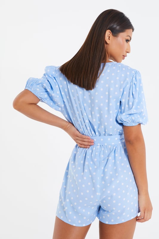 Polka Dot Wrap Front Playsuit