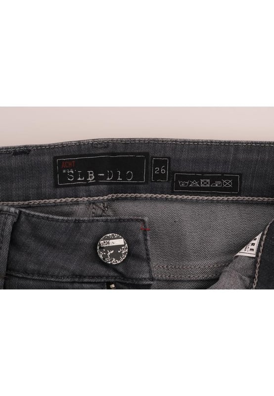 ACHT Slim Fit Jeans with Logo Details
  100% Authentic ACHT jeans
  Slim fit
  Color: Gray
  Material: 98% cotton 2% Elastane
  Two front and two back pockets
  Button fly
  Logo details