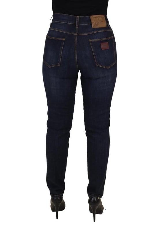 Marke: Dolce & Gabbana  
Material: 98% Baumwolle 2% Elasthan  
Farbe: Blau  
Stil: Hoch geschnittene Skinny-Jeans  
Verschluss: Reißverschluss  
Logodetails