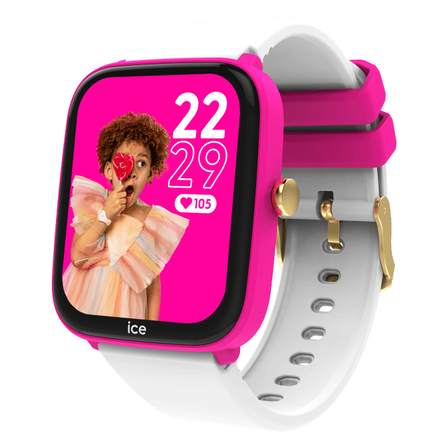 This Ice Watch Ice Smart Junior 2.0 - Flashy Pink - White Digital Watch for Girls is the perfect timepiece to wear or to gift. It's Pink  Rectangular case combined with the comfortable White Silicone watch band will ensure you enjoy this stunning timepiece without any compromise. Operated by a high quality Quartz movement and water resistant to 5 bars, your watch will keep ticking. Kids can wear the same watch as mum or dad with the ICE smart junior 2.0! This connected watch, perfecy in sync with trends and DNA of the Ice-Watch brand, will really impress children aged between 6 and 12. This Digital watch has a Calendar function: Day-Date , Bluetooth , Stop Watch , Timer , Heart rate monitor and Alarm High quality 20 cm length and 21 mm width White Silicone strap with a Buckle Case measurement: 35 X 41 mm,case thickness: 11 mm, case colour: Pink and dial colour: Pink
