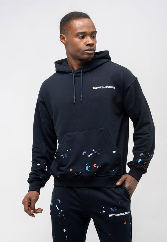 Tom Barron Herren-Trainingsanzug-Set Paint Splatter in Oversize