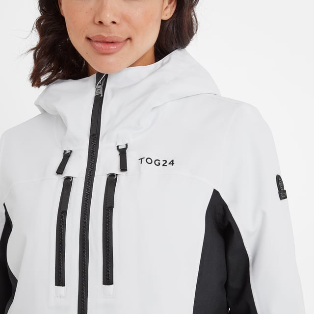White and black womens ski jacket best sale
