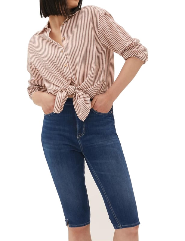 Below knee denim best sale shorts