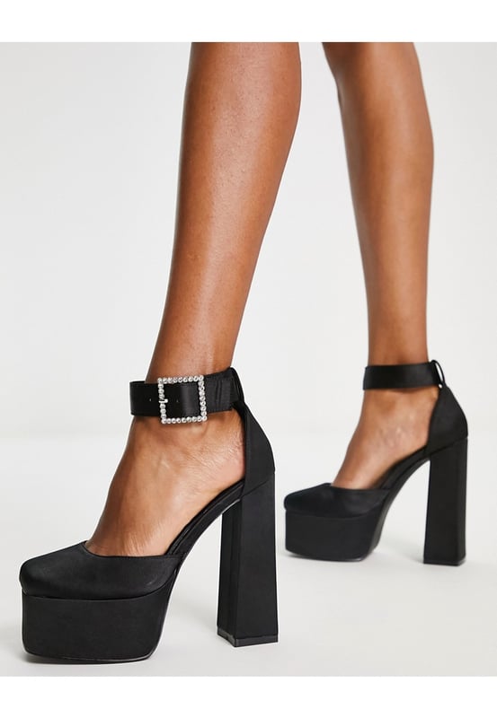 Simmi London platform heeled shoes with embellished buckle in black