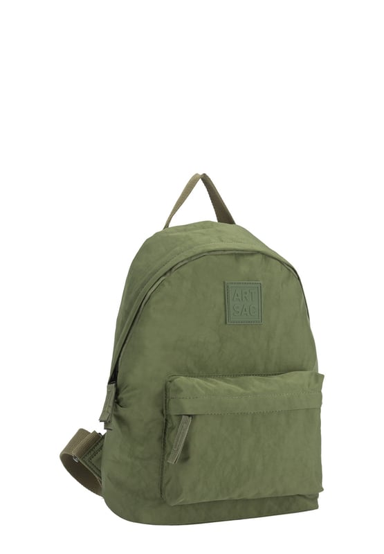 A medium-sized backpack made in crushed nylon fabric. This practical everyday backpack has plenty of space and multiple pockets for you to organise your essentials. Its lightweight and stylish design will complement any outfit. Ideal for heading to school, daily commuting or a weekend away. Features: , Artsac rubberised patch logo, Twin strap backpack, Adjustable shoulder straps, Zip top opening, External front zip pocket, Internal zip and slip pockets, Splash proof nylon fabric Style Ref: 50294 KHAKI