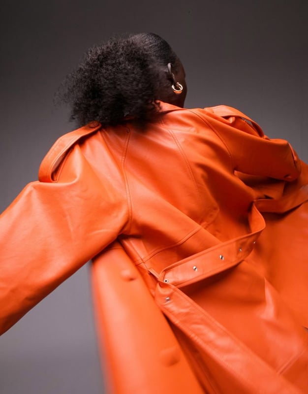 Orange top leather coat