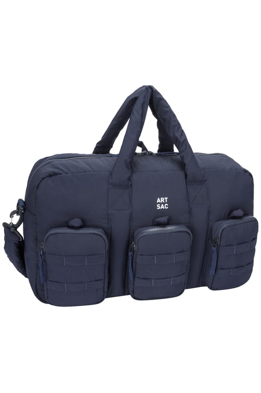 The ultimate carry companion, perfect for every day wear. Featuring a full-length zip top opening and 3 large side pockets, the Harring Padded Triple Holdall is spacious enough for any short or long trip away. Features a detatchable padded shoulder strap. Features: , Padded lightweight nylon, Water resistant, 15 inch padded laptop sleeve - Fits Apple MacBook Pro 16 inch, Grab handle carry straps, Removable padded shoulder strap allowing crossbody styling, Zip top opening to main compartment, ARTSAC screen printed logo, Triple front zip pocket with loops, Internal zip pocket, 2 Internal mobile phone slip pockets - Fits normal and plus size smart phones, 3 Internal pen slip pockets, External rear zip pocket Style Ref: 52010 NAVY