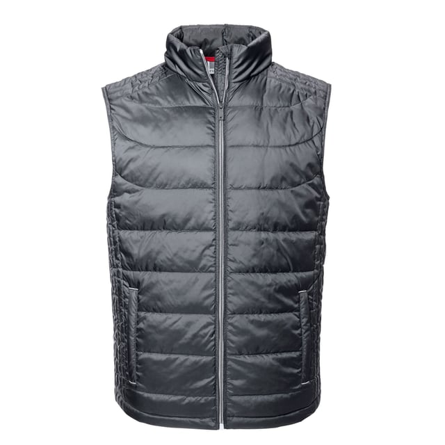 Material: 100% Polyester. Lining: Contrast. Design: Quilted. 66gsm. Fabric Technology: Aquapel, Breathable, DuPont Sorona, DWR Finish, Eco-Efficient, Nanotex, PFC Free, Showerproof, Windproof. Chin Guard, Fluorine Free, Inner Storm Flap. Sleeve-Type: Sleeveless. Neckline: Standing Collar. Pockets: 2 Side Pockets, 1 Inner Pocket, Zip, Welted. Fastening: Full Zip. Hem: Bungee Cord. Sustainability: Amfori, BSCI, Fair Labor Association, Oeko-Tex Standard 100 Certified, WRAP Certified. High Performance.